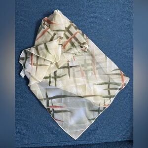 1950s vintage Scarf brown green Rust sheer